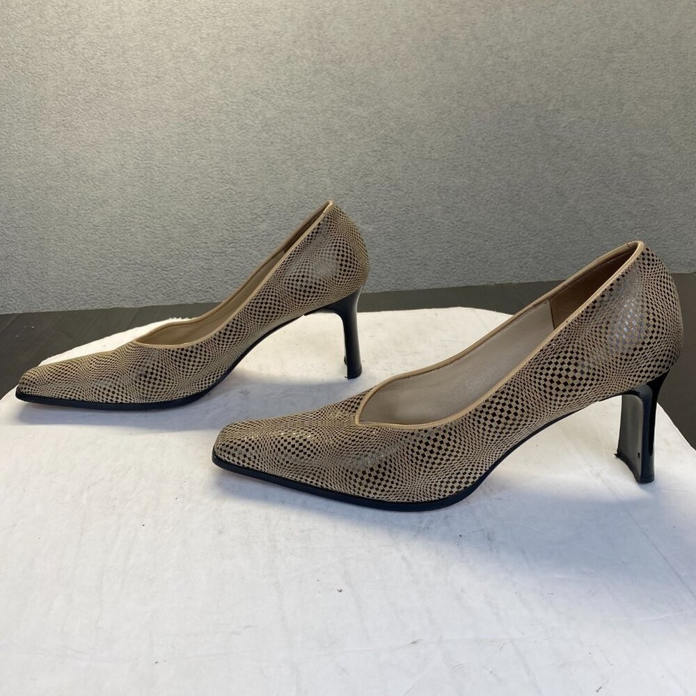 Sergio Cerruti Roma Womens Gold Leather Square Toe Heels,Size 41,Preppy - Picture 2 of 13